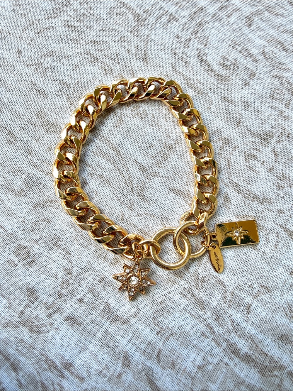 Ettika Starry Charms Chain Link Bracelet Gold Tone Celestial Jewelry